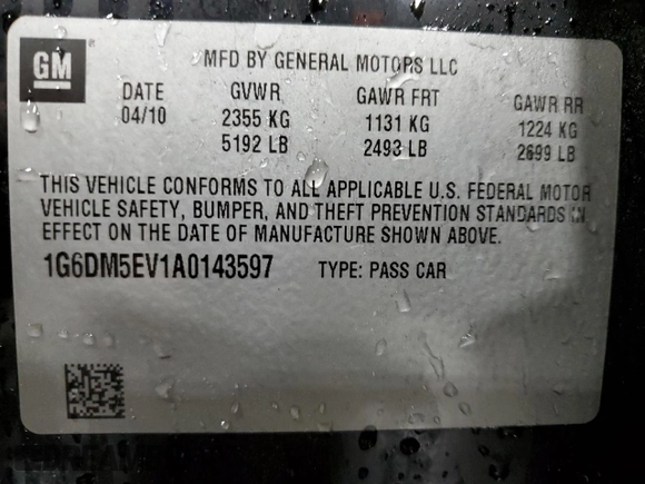 2010 Cadillac CTS with VIN 1G6DM5EV1A0143597, listed as a Copart auction lot 75373103 with 123,731 mi miles and Salvage Title. Bid and sale history available at DreamBid. Image 12.