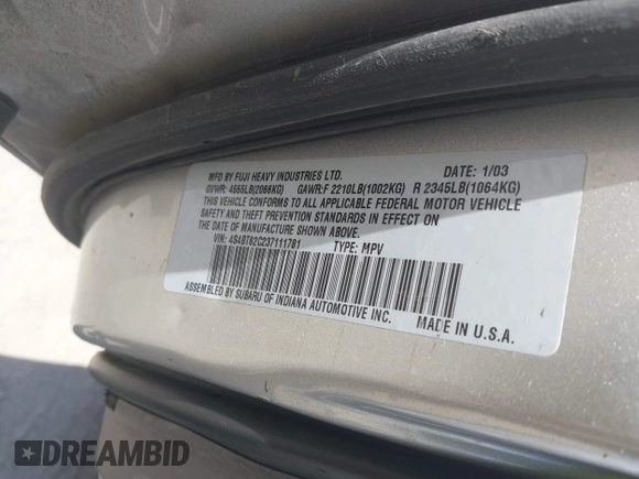 2003 Subaru Baja Special Sports с VIN 4S4BT62C237111781, выставлен на аукционе IAAI как лот 41757602 с пробегом 262 110 миль миль и . История ставок и продаж доступна на DreamBid. Изображение 9.