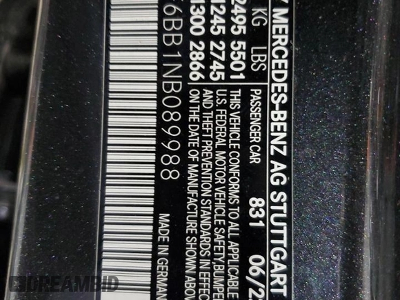 2022 Mercedes-Benz E 53 AMG with VIN W1KZF6BB1NB089988, listed as a Copart auction lot 71658854 with 12,031 mi miles and Salvage Title. Bid and sale history available at DreamBid. Image 13.