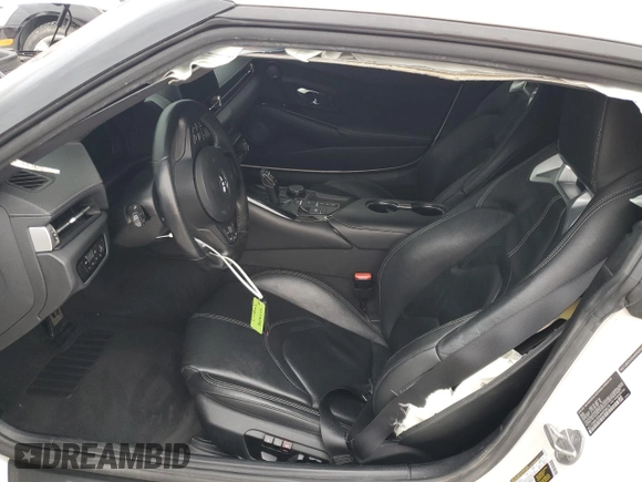 2021 Toyota GR Supra 3.0 with VIN WZ1DB0C02MW036476, listed as a Copart auction lot 88596345 with 47,682 mi miles and Salvage Title. Bid and sale history available at carsss.com. Image 7.