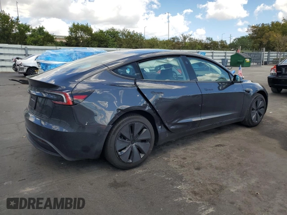 2025 Tesla Model 3 Long Range with VIN 5YJ3E1EA1SF938356, listed as a Copart auction lot 50609695 with 807 mi miles and Salvage Title. Bid and sale history available at DreamBid. Image 3.