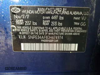 2018 Hyundai Sonata Sport Plus with VIN 5NPE34AF8JH674974, listed as a Copart auction lot 83859474 with 77,026 mi miles and Salvage Title. Bid and sale history available at DreamBid. Image 13.