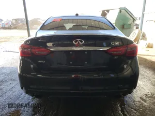 2018 Infiniti Q50 Red Sport 400 with VIN JN1FV7AR8JM480707, listed as a Copart auction lot 48169945 with 98,449 mi miles and Salvage Title. Bid and sale history available at DreamBid. Image 6.