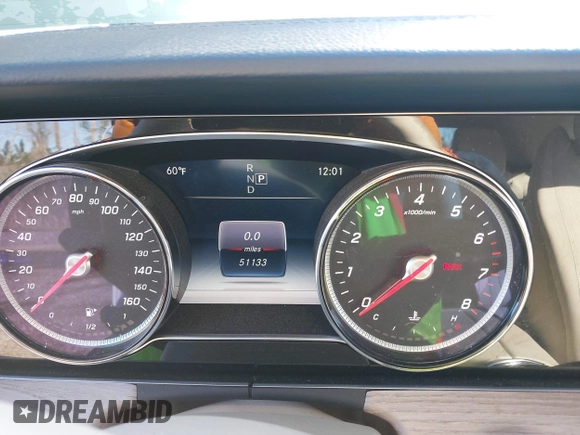 2018 Mercedes-Benz E 400 with VIN WDD1K6GBXJF031138, listed as a IAAI auction lot 41704112 with 51,133 mi miles and . Bid and sale history available at DreamBid. Image 7.