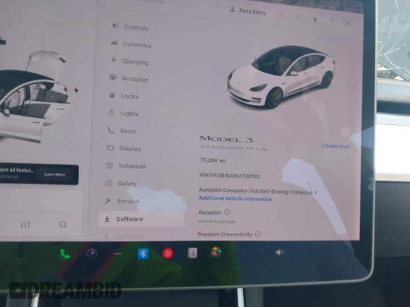 2020 Tesla Model 3 Standard Range Plus z VIN 5YJ3E1EA9LF738102, wystawiony jako IAAI lot #42107744 z przebiegiem 73 294 mil mil oraz . Historia ofert i sprzedaży dostępna na DreamBid. Obrazek 7.