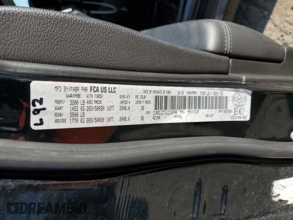 2020 Dodge Durango R/T with VIN 1C4SDJCT1LC114746, listed as a Copart auction lot 54565625 with 86,930 mi miles and Salvage title. Bid and sale history available at DreamBid. Image 13.