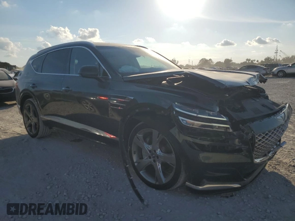 2023 Genesis GV80 with VIN KMUHCESC5PU120598, listed as a Copart auction lot 44137235 with 18,099 mi miles and Salvage title. Bid and sale history available at DreamBid. Image 4.