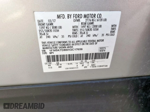 2017 Ford Explorer XLT z VIN 1FM5K7D86HGC17656, wystawiony jako Copart lot #56519135 z przebiegiem 112 156 mil mil oraz Szkoda całkowita • Salvage title. Historia ofert i sprzedaży dostępna na DreamBid. Obrazek 13.