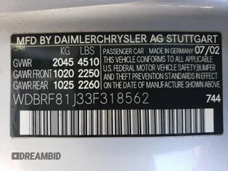 2003 Mercedes-Benz C 240 with VIN WDBRF81J33F318562, listed as a Copart auction lot 47246195 with 65,777 mi miles and Salvage title. Bid and sale history available at DreamBid. Image 12.