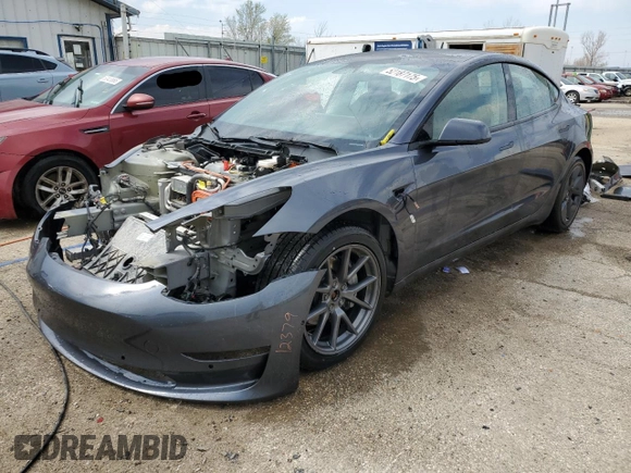 2022 Tesla Model 3 Long Range with VIN 5YJ3E1EB9NF278757, listed as a Copart auction lot 52187175 with 91,820 mi miles and Salvage Title. Bid and sale history available at DreamBid. Image 1.