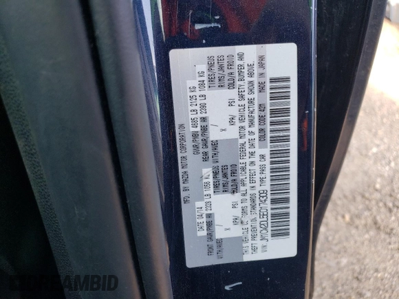 2014 Mazda 5 Grand Touring with VIN JM1CW2DL5E0174309, listed as a Copart auction lot 67900004 with 66,318 mi miles and Salvage Title. Bid and sale history available at DreamBid. Image 14.