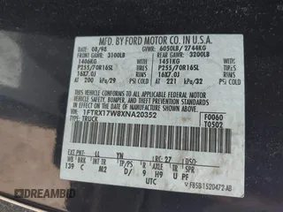 1999 Ford F-150 with VIN 1FTRX17W8XNA20352, listed as a IAAI auction lot 42485616 with 208,142 mi miles and . Bid and sale history available at DreamBid. Image 9.