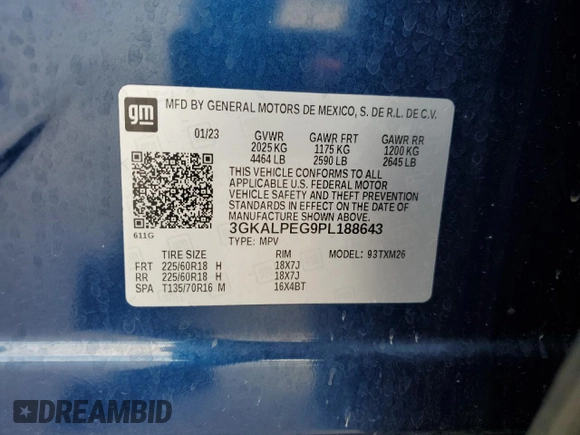 2023 GMC Terrain SLT с VIN 3GKALPEG9PL188643, выставлен на аукционе Copart как лот 65311625 с пробегом 62 760 миль миль и Чистый • Clean title. История ставок и продаж доступна на DreamBid. Изображение 14.