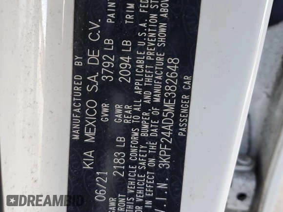 2021 Kia Forte LXS z VIN 3KPF24AD5ME382648, wystawiony jako Copart lot #64165115 z przebiegiem 62 665 mil mil oraz Szkoda całkowita • Salvage title. Historia ofert i sprzedaży dostępna na DreamBid. Obrazek 12.