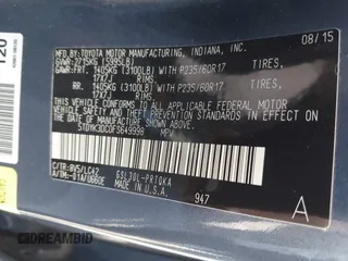 2015 Toyota Sienna XLE with VIN 5TDYK3DC0FS649998, listed as a IAAI auction lot 42531828 with 111,539 mi miles and . Bid and sale history available at DreamBid. Image 9.