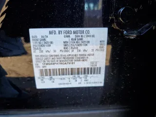 2024 Ford Explorer Limited with VIN 1FMSK8FH7RGA79181, listed as a Copart auction lot 86560974 with 6,010 mi miles and Salvage Title. Bid and sale history available at carsss.com. Image 13.