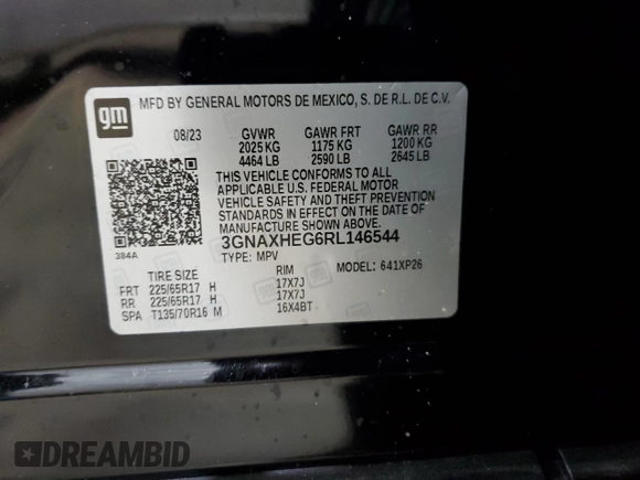 2024 Chevrolet Equinox LS with VIN 3GNAXHEG6RL146544, listed as a Copart auction lot 41584155 with 5,601 mi miles and Salvage Title. Bid and sale history available at DreamBid. Image 13.