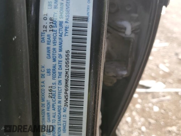 2002 Volkswagen Jetta GLS с VIN 3VWSP69M62M105555, выставлен на аукционе Copart как лот 41520565 с пробегом 143 678 миль миль и Списание • Salvage title. История ставок и продаж доступна на DreamBid. Изображение 12.