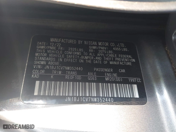 2022 Nissan Rogue Sport SL with VIN JN1BJ1CV7NW352440, listed as a IAAI auction lot 41395589 with 35,979 mi miles. Bid and sale history available at carsss.com. Image 9.
