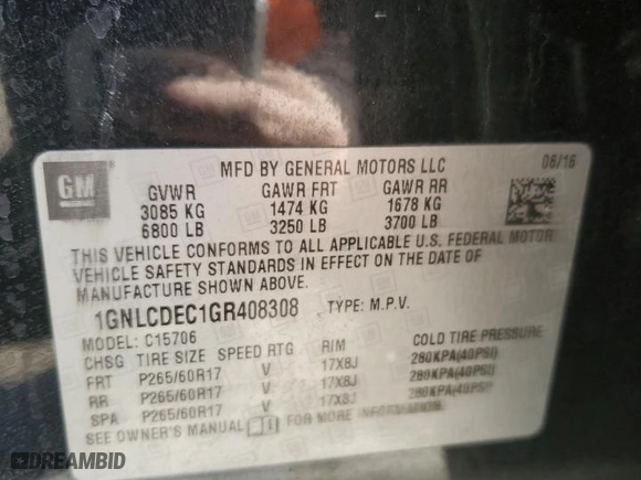 2016 Chevrolet Tahoe Commercial with VIN 1GNLCDEC1GR408308, listed as a Copart auction lot 81150664 with 0 mi miles and Salvage Title. Bid and sale history available at carsss.com. Image 13.