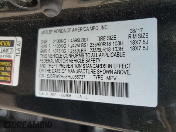 2017 Honda CR-V EX with VIN 5J6RW2H58HL066737, listed as a Copart auction lot 75921704 with 101,411 mi miles and Salvage Title. Bid and sale history available at carsss.com. Image 14.