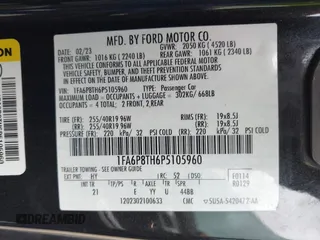 2023 Ford Mustang EcoBoost with VIN 1FA6P8TH6P5105960, listed as a IAAI auction lot 41185385 with 37,081 mi miles. Bid and sale history available at carsss.com. Image 9.