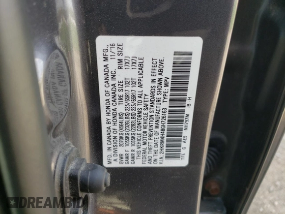 2016 Honda CR-V SE with VIN 2HKRM4H48GH726163, listed as a Copart auction lot 54677685 with 78,565 mi miles and Salvage Title. Bid and sale history available at carsss.com. Image 13.