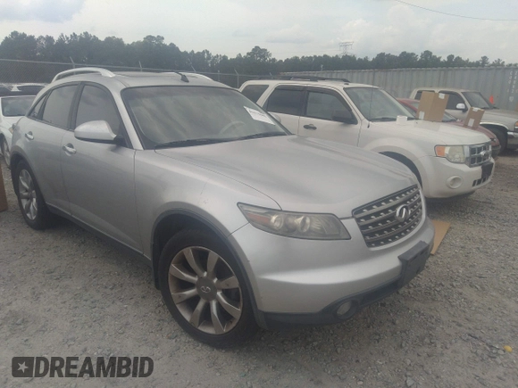 2005 Infiniti FX z VIN JNRAS08W05X203234, wystawiony jako IAAI lot #42375603 z przebiegiem Nie podano mil oraz . Historia ofert i sprzedaży dostępna na DreamBid. Obrazek 1.