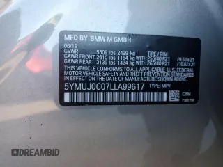2020 BMW X4 M Competition z VIN 5YMUJ0C07LLA99617, wystawiony jako Copart lot #76339884 z przebiegiem Nie podano mil oraz Szkoda całkowita • Salvage title. Historia ofert i sprzedaży dostępna na DreamBid. Obrazek 13.