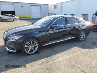 2018 Genesis G80 3.8L z VIN KMHGN4JE1JU265260, wystawiony jako Copart lot #87121164 z przebiegiem 90 611 mil mil oraz Szkody całkowita. Historia ofert i sprzedaży dostępna na DreamBid. Obrazek 1.