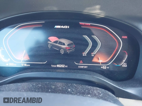 2020 BMW X3 M40i with VIN 5UXTY9C05LLE59910, listed as a IAAI auction lot 41742747 with 46,202 mi miles and . Bid and sale history available at DreamBid. Image 7.