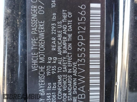 2009 BMW 3 Series 328i with VIN WBAWV13539P121566, listed as a Copart auction lot 42957385 with 155,670 mi miles and Salvage Title. Bid and sale history available at carsss.com. Image 12.
