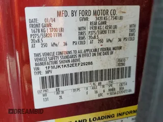 2014 Ford Expedition EL Limited with VIN 1FMJK1K52EEF29288, listed as a Copart auction lot 76174024 with 134,263 mi miles and Salvage Title. Bid and sale history available at carsss.com. Image 13.