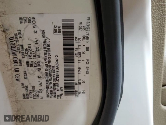 2007 Ford Explorer Limited with VIN 1FMEU75847UA89412, listed as a Copart auction lot 44726345 with Not provided miles and Clean title. Bid and sale history available at DreamBid. Image 13.