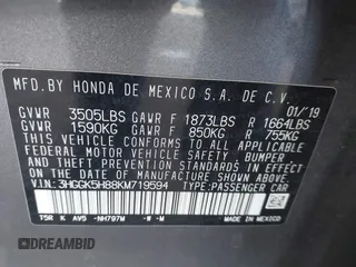 2019 Honda Fit EX с VIN 3HGGK5H88KM719594, выставлен на аукционе IAAI как лот 42348016 с пробегом 37 771 миль миль и . История ставок и продаж доступна на DreamBid. Изображение 9.