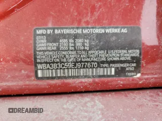 2014 BMW 3 Series 328i xDrive with VIN WBA3B3C59EJ977670, listed as a Copart auction lot 61997165 with 128,937 mi miles and Salvage title. Bid and sale history available at DreamBid. Image 12.