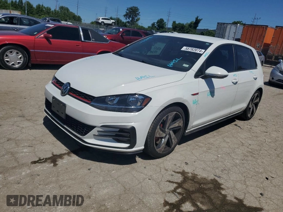 2020 Volkswagen Golf GTI S with VIN 3VW6T7AUXLM017267, listed as a Copart auction lot 58782074 with 42,181 mi miles and Salvage Title. Bid and sale history available at carsss.com. Image 1.