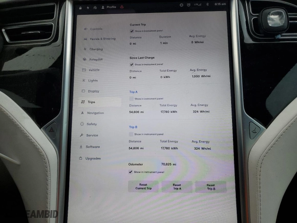 2017 Tesla Model S 100D with VIN 5YJSA1E22HF183131, listed as a Copart auction lot 42749885 with 70,825 mi miles and Salvage Title. Bid and sale history available at carsss.com. Image 9.
