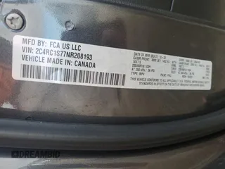 2022 Chrysler Pacifica Hybrid Limited with VIN 2C4RC1S77NR208193, listed as a Copart auction lot 47320125 with 28,282 mi miles and Salvage title. Bid and sale history available at DreamBid. Image 16.