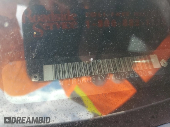 2004 Cadillac DeVille z VIN 1G6KD54Y44U226800, wystawiony jako Copart lot #61298895 z przebiegiem 108 211 mil mil oraz Szkoda całkowita • Salvage title. Historia ofert i sprzedaży dostępna na DreamBid. Obrazek 12.