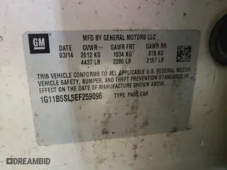 2014 Chevrolet Malibu LS with VIN 1G11B5SL5EF259096, listed as a Copart auction lot 44743365 with 0 mi miles and Clean Title. Bid and sale history available at carsss.com. Image 12.