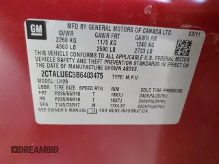 2011 GMC Terrain SLT-1 with VIN 2CTALUEC5B6403475, listed as a Copart auction lot 47862215 with 83,280 mi miles and Salvage Title. Bid and sale history available at carsss.com. Image 13.