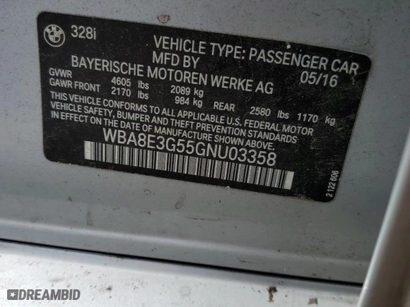2016 BMW 3 Series 328i xDrive with VIN WBA8E3G55GNU03358, listed as a Copart auction lot 51208595 with 148,414 mi miles and Salvage Title. Bid and sale history available at carsss.com. Image 13.