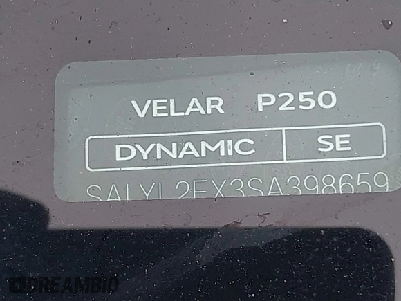 2025 Land Rover Range Rover Velar Dynamic SE с VIN SALYL2EX3SA398659, выставлен на аукционе IAAI как лот 41335449 с пробегом 14 875 миль миль и . История ставок и продаж доступна на DreamBid. Изображение 9.