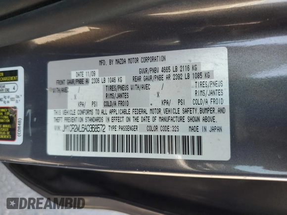 2010 Mazda 5 Sport with VIN JM1CR2WL6A0368572, listed as a Copart auction lot 62604545 with 84,537 mi miles and Salvage title. Bid and sale history available at DreamBid. Image 13.