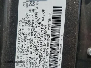 2021 Honda Ridgeline RTL-E with VIN 5FPYK3F76MB020626, listed as a Copart auction lot 55052515 with Not provided miles and Salvage title. Bid and sale history available at DreamBid. Image 12.