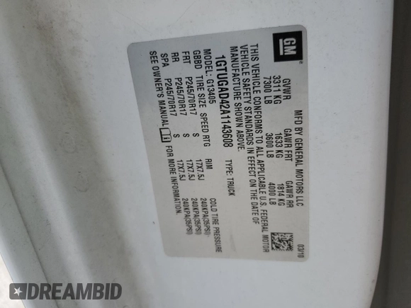 2010 GMC Savana z VIN 1GTUGAD42A1143608, wystawiony jako Copart lot #55399005 z przebiegiem 124 929 mil mil oraz Szkoda całkowita • Salvage title. Historia ofert i sprzedaży dostępna na DreamBid. Obrazek 13.