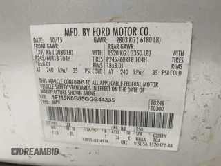 2016 Ford Explorer с VIN 1FM5K8B85GGB44335, выставлен на аукционе IAAI как лот 41761676 с пробегом 80 301 миль миль и . История ставок и продаж доступна на DreamBid. Изображение 9.
