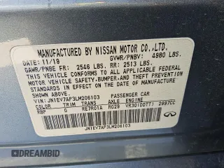 2020 Infiniti Q50 3.0t LUXE with VIN JN1EV7AP3LM206103, listed as a Copart auction lot 45989215 with 117,521 mi miles and Clean Title. Bid and sale history available at carsss.com. Image 12.