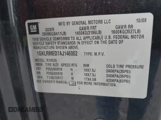 2010 GMC Acadia SLT1 with VIN 1GKLRMED7AJ146062, listed as a IAAI auction lot 42421894 with 183,835 mi miles and . Bid and sale history available at DreamBid. Image 9.